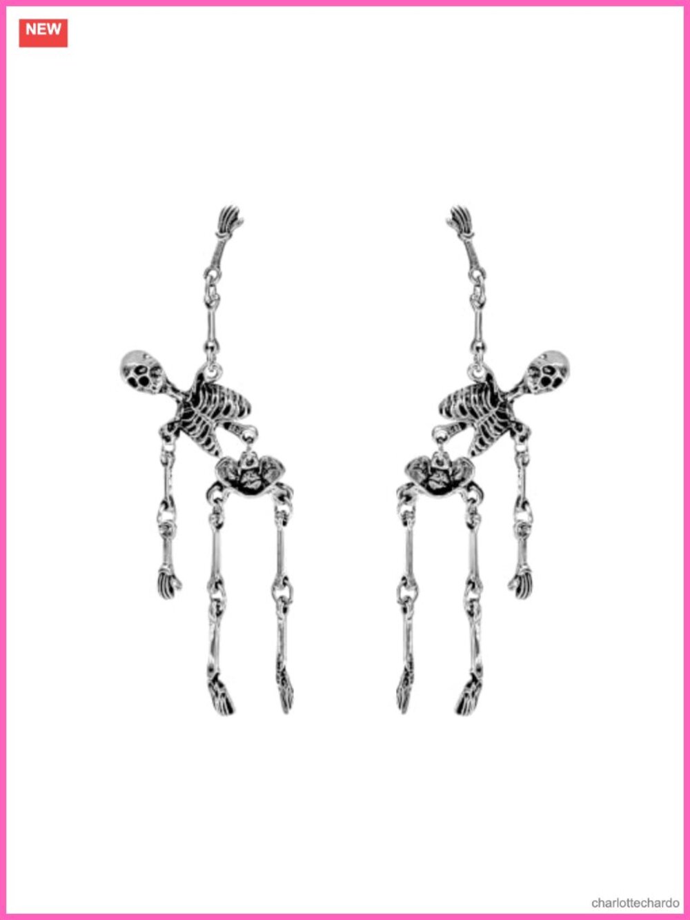 Gothic Skeleton Dangle Earrings Vintage Alloy Skull Drop Halloween